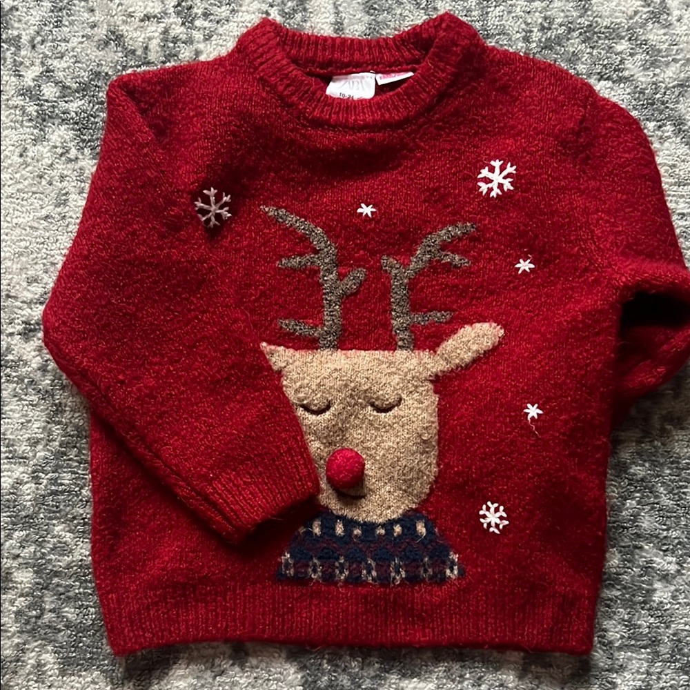 Zara Red Reindeer Sweater